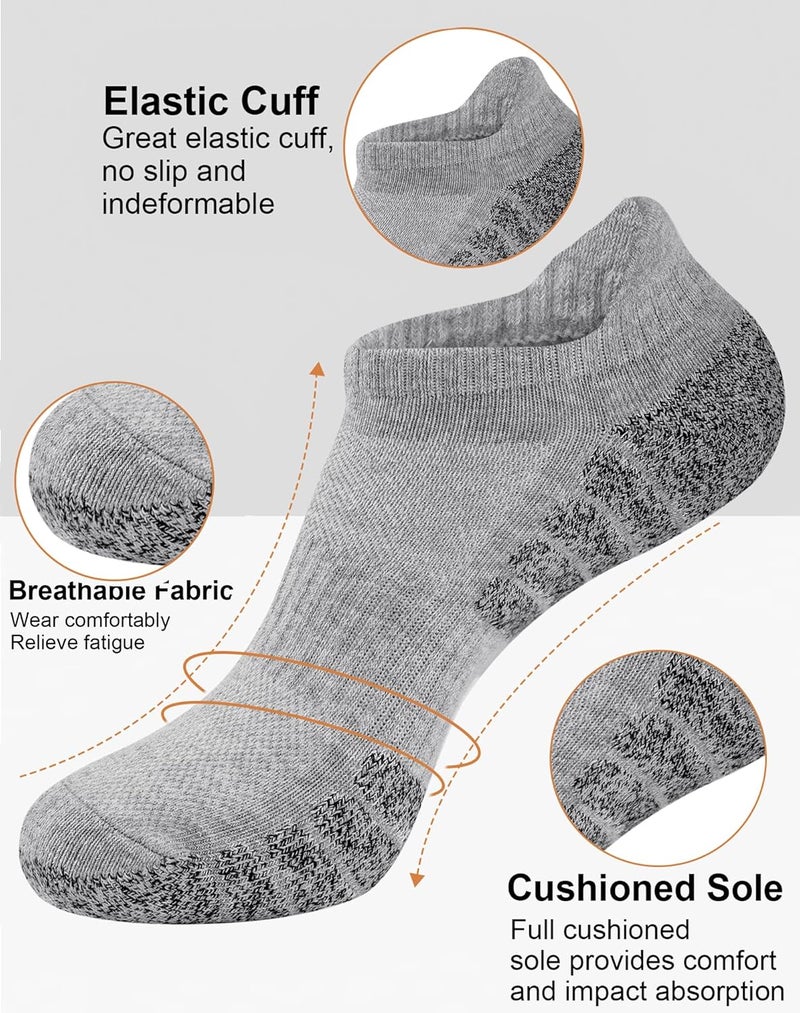 Darller Mens Ankle Athletic Running Socks Low Cut Sports Cushioned Socks for Men 6 Pairs - Image 2